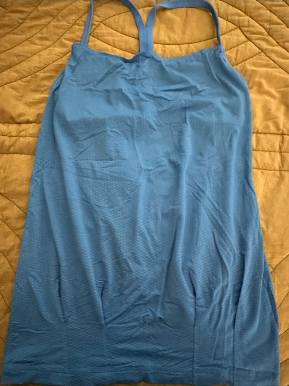 Blue Lululemon top.